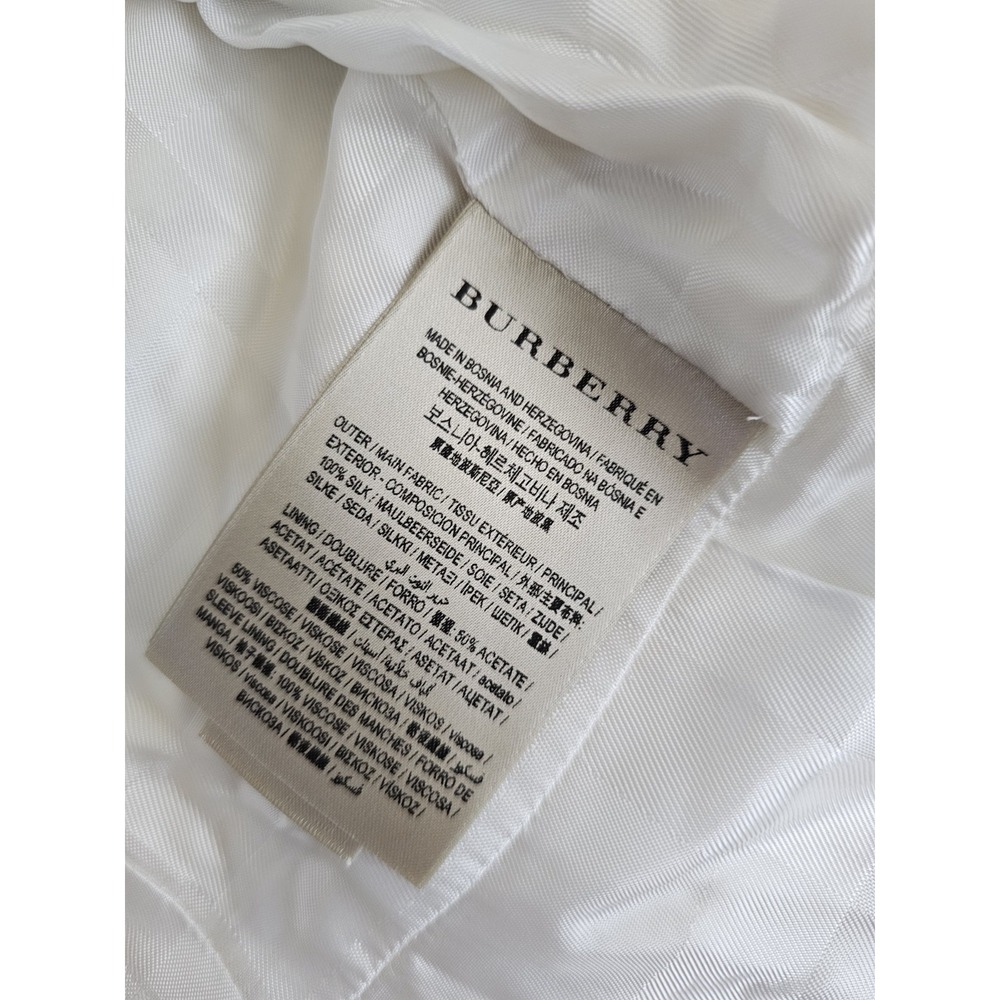 Burberry 100% Silk Cream Trench Coat Double Breasted Belted Long US 10 Brand New - Picture 13 of 16